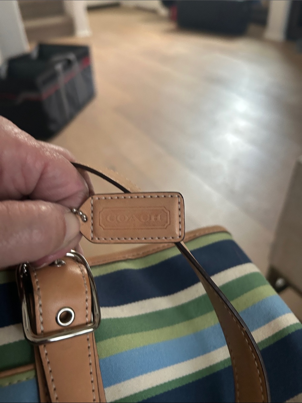 Coach Light Blue and Tan Handbag Interior View - Picture 3 of 5